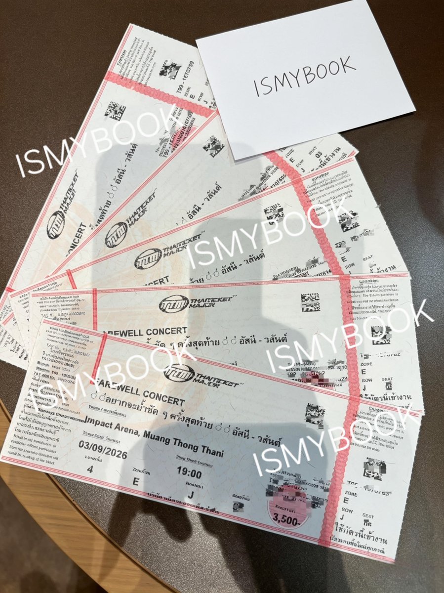 ISMYBOOKK_TH's tweet photo. ขาย / wts

รอบแสดงวันที่ 3
โซน E แถว J เหลือ 3 ใบ 

ขายใบละ 4,000 บาท 

#อัสนีวสันต์ 
#FAREWELLCONCERTอัสนีวสันต์
#อยากจะย้ำชัดๆครั้งสุดท้าย https://t.co/MxHliHBQ0n