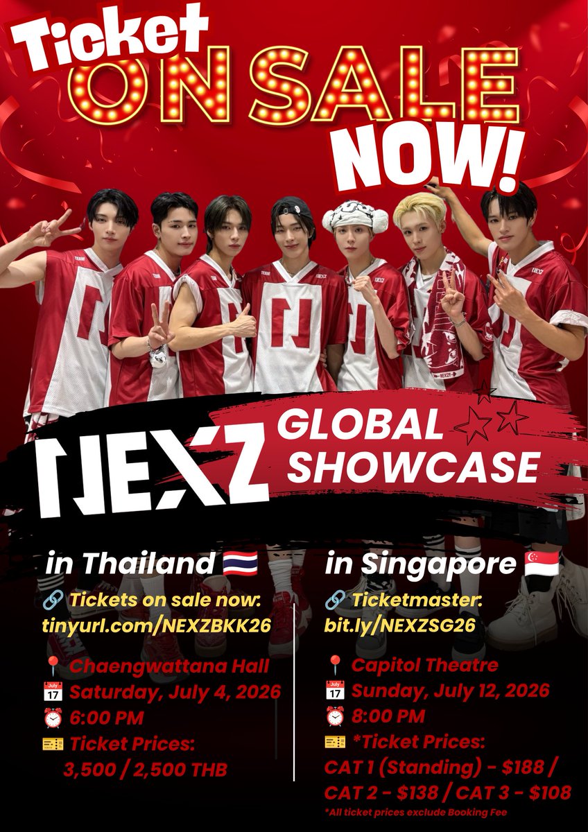 NEXZ_GLOBAL's tweet photo. NEXZ IS COMING TO BANGKOK & SINGAPORE 🇹🇭🇸🇬

NEX2Y!! Have you gotten your tickets for NEXZ Global Showcase Event??

Come invite your friends, family, and loved ones to meet NEXZ at NEXZ GLOBAL SHOWCASE EVENT <MMCHK : Not Typical>! 🤩✨

We don’t know when NEXZ will come again, so don’t miss this chance!🤭🍀

TICKETS ARE ON SALE! GRAB YOURS NOW!
🇹🇭 Ticket info: https://t.co/gKmG5nkTd2 @bnj_ent 
🇸🇬 Ticket info: https://t.co/6Sx3J92WKX @friedrice_live 
Check out poster below for more information

#NEXZ_GLOBAL_SHOWCASE_EVENT 
#NEXZ_Mmchk #NEXZ_Hellmate
#NEXZ #넥스지 #ネクスジ
@NEXZ_official