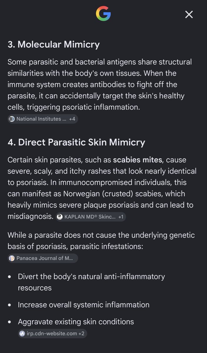 TV369369's tweet photo. @ChungDinh73379 @pharmacyinusa She probably started the parasite removal because, parasitic infections often mimic psoriasis. https://t.co/g1OykrweuL