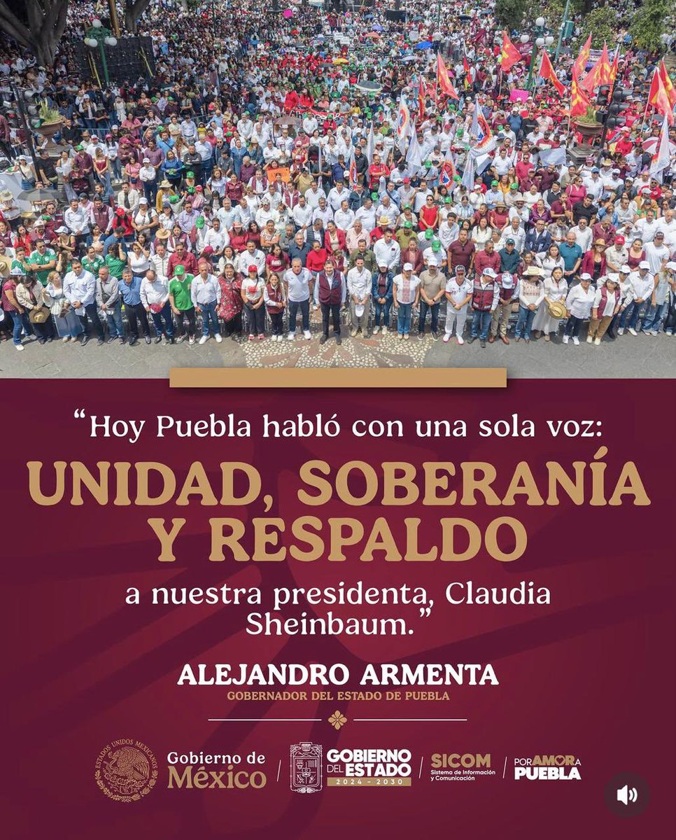 NormaLayon's tweet photo. ✨ Hoy Puebla habló con fuerza y convicción: unidad, soberanía y respaldo a nuestra presidenta @Claudiashein .

🤝 Con el liderazgo del gobernador @armentapuebla_ , seguimos construyendo un futuro de compromiso y amor por Puebla.

#PorAmorAPuebla ❤️ https://t.co/8pJPJ8fspr
