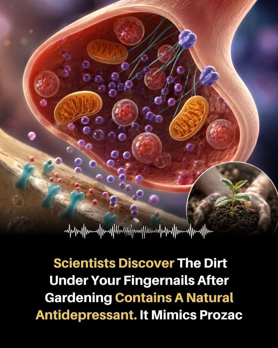 scitechgirl's tweet photo. 🧠 Neuroscience Discovery: The Secret Mood Boost Hidden in Garden Dirt…

What if the dirt under your fingernails could quietly influence your mood?
Neuroscience research has found that a harmless soil bacterium, often found while gardening, may interact with the brain in ways linked to serotonin — the chemical connected to happiness, calm, and emotional balance.

Early studies suggest that exposure to natural soil and outdoor environments might help support better mood and reduce stress responses. It’s not a medication or treatment, but the brain–body connection behind it is what makes this so fascinating.

So next time you garden… you might be getting more than fresh air and plants.

Source:
Lowry, C. A., et al. Effects of Mycobacterium vaccae on stress-related brain activity. Nature Neuroscience.