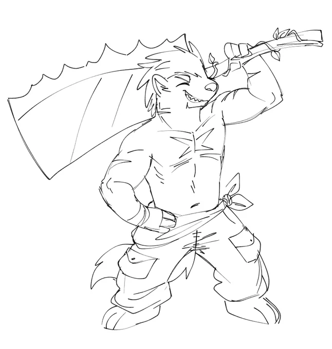 Doodling my barbarian honey badger fursona.... 