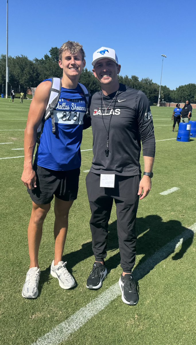 SpaethCole's tweet photo. Had a great time at the @SMUFB Mega Camp today.
Pony Up!! 🔴🔵⚪️
@SLC_Recruiting
@DontonioKeshon
@CoachHun_SMU
@CoachSamGregg 
@leemunn87 
@BrianSides12
@CoachRaulerson
@One11Recruiting  @coachrdodge https://t.co/8asJVNufIh