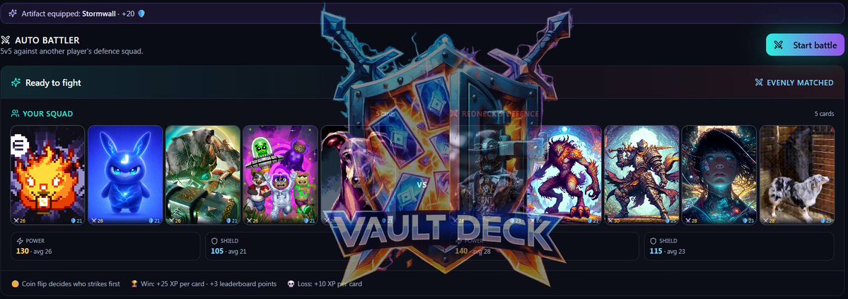 lupshall's tweet photo. 🚀 Update: Vault Deck

Added some @enjin Multiverse Bonuses 👀🔥

Jump in and try it out👇
https://t.co/naRUHra38W
Still need to rework a few and add the rest, so feedback is massively appreciated 🙌

Goal right now is to polish things up, keep small updates rolling, and get ready to introduce $ENJ rewards on the leaderboard 💎

Plenty of BIG ideas coming… just working through the details 👀

Get in early, build your team, and be ready —
(full wipe will happen before official launch) 🔥

#enjin #enjineer