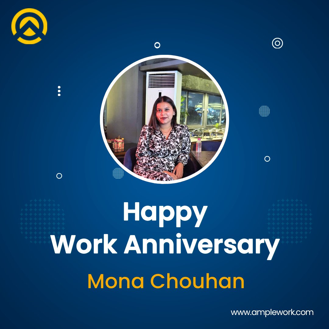 AmpleworkPvtLtd's tweet photo. Amplework wishes you a very Happy Work Anniversary, Mona chouhan! 📷📷

We’re honored to have you as a valued member of our team. Your commitment, effort, and valuable contributions truly make a difference. 

#workanniversary #amplework #employeeappreciation #teamcelebration https://t.co/HlQhwdnM3G