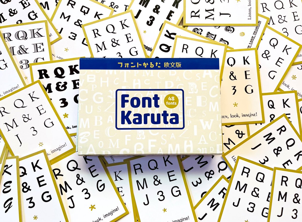 font_karuta's tweet photo. 現在販売中のフォントかるたシリーズは4種類！

フォントかるた 2nd edition
フォントかるた 欧文版
フォントかるた 欧文版 拡張パック Black Letter
フォントかるた 拡張パック 明朝体

販売店情報はこちらです↓
https://t.co/kM3DxGsTGg https://t.co/YB7WV1qnj2