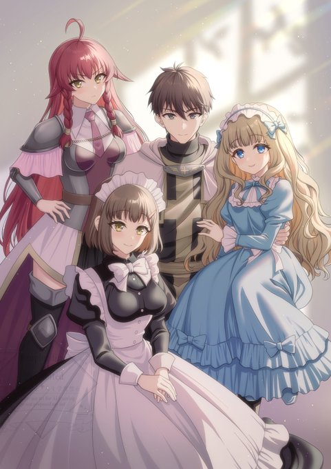 『ゲームをしていると思ったらいつの間にか異世界にいた』1巻表紙絵です、家族写真みたいですが多めのノクターン発ファンタジーです! 今日からDMM電子で先行発売、紙版は6/8発売です、何卒よろしくお願いしますー!!