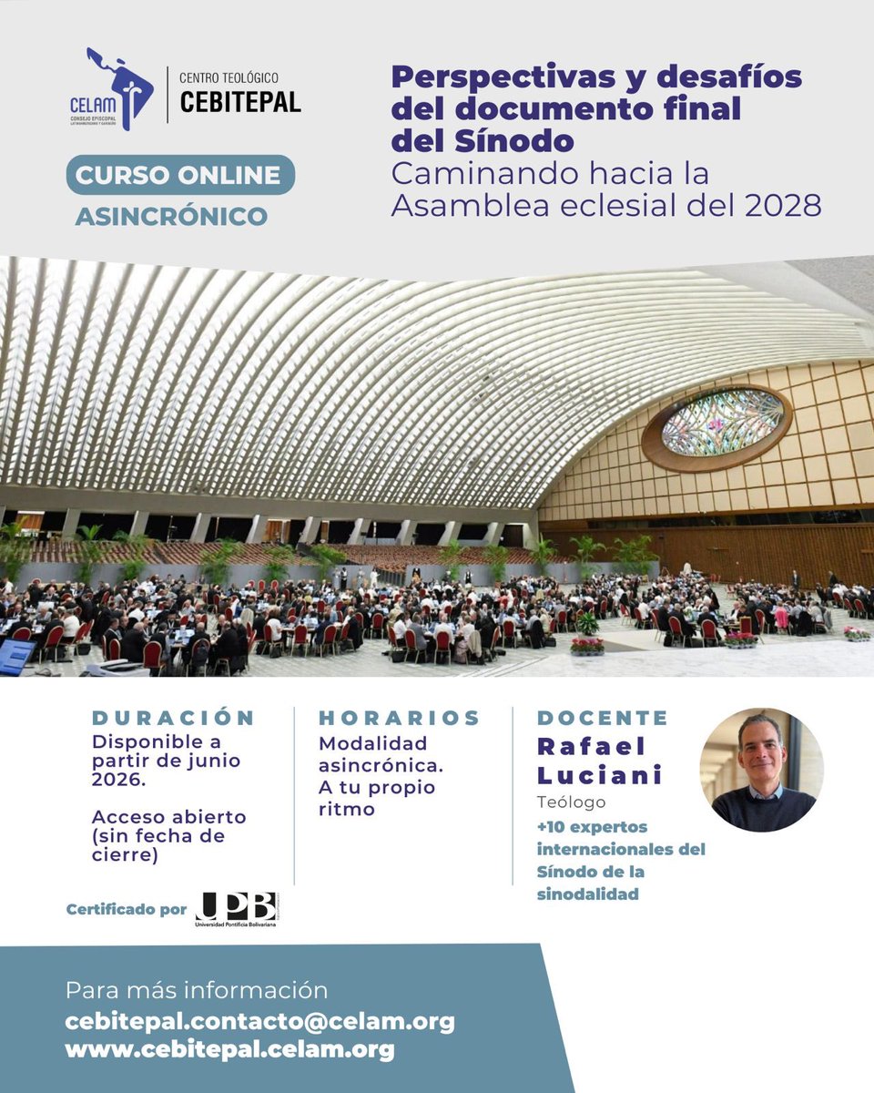 rafluciani's tweet photo. En Julio inician los cursos online del @Cebitepal_Celam dictados por reconocidos teólogos, canonistas y pastoralistas internacionales🌎 Alzirinha Souza, Ernesto Palafox, Agenor Brighenti, Consuelo Vélez, Hosffman Ospino, Carlos Galli @xiskya @Urquidi @soymarcosalas @silviamcano https://t.co/LV7Vi1ed0B