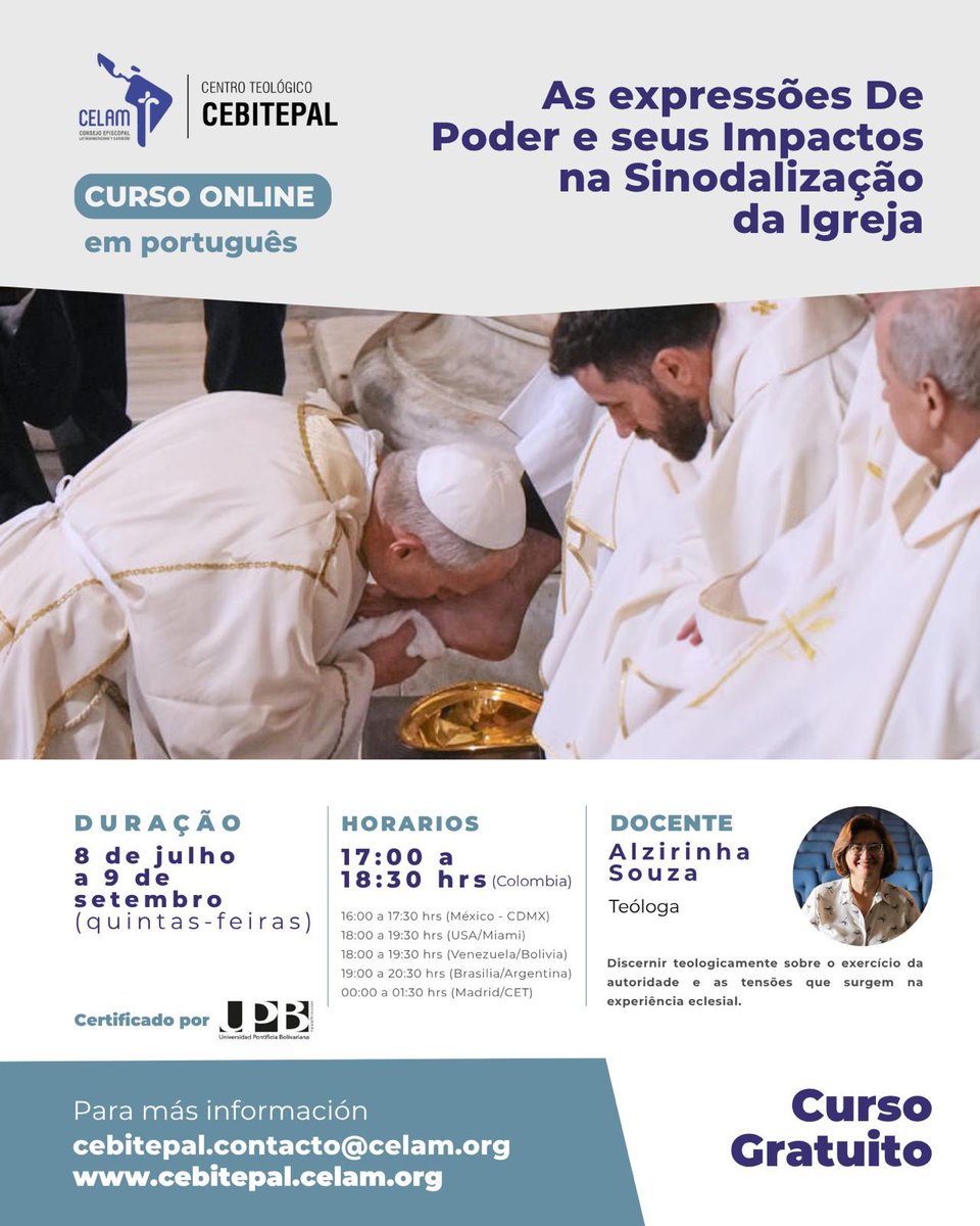 rafluciani's tweet photo. En Julio inician los cursos online del @Cebitepal_Celam dictados por reconocidos teólogos, canonistas y pastoralistas internacionales🌎 Alzirinha Souza, Ernesto Palafox, Agenor Brighenti, Consuelo Vélez, Hosffman Ospino, Carlos Galli @xiskya @Urquidi @soymarcosalas @silviamcano https://t.co/LV7Vi1ed0B