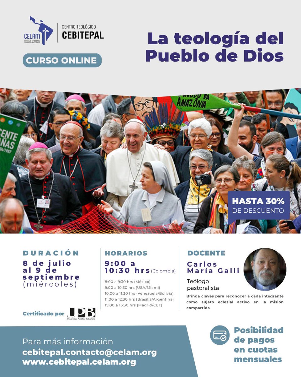 rafluciani's tweet photo. En Julio inician los cursos online del @Cebitepal_Celam dictados por reconocidos teólogos, canonistas y pastoralistas internacionales🌎 Alzirinha Souza, Ernesto Palafox, Agenor Brighenti, Consuelo Vélez, Hosffman Ospino, Carlos Galli @xiskya @Urquidi @soymarcosalas @silviamcano https://t.co/LV7Vi1ed0B