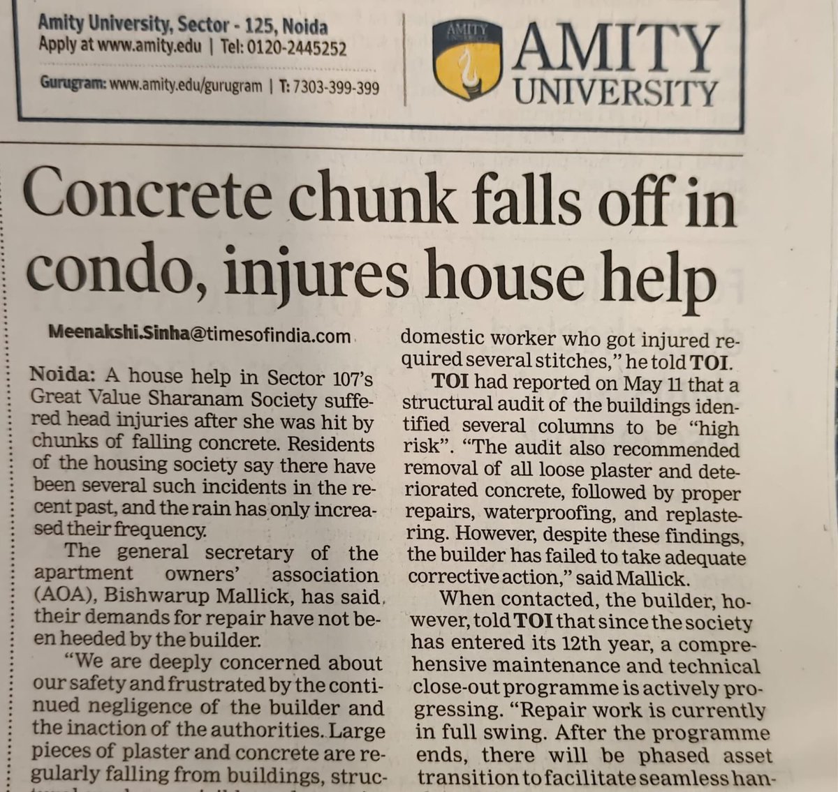 aoa_gvs's tweet photo. Flats worth crores but life threatening for residents.Great Value Sharanam, Sector 107,Noida builder Great Value Reality Group now coming up with Luxury flats #ekanam. Be aware before buying @CeoNoida @noidapolice @dmgbnagar @TOINoida @GreatValueGroup @CMOfficeUP @AmarUjalaNews https://t.co/sK1Ypn48TE