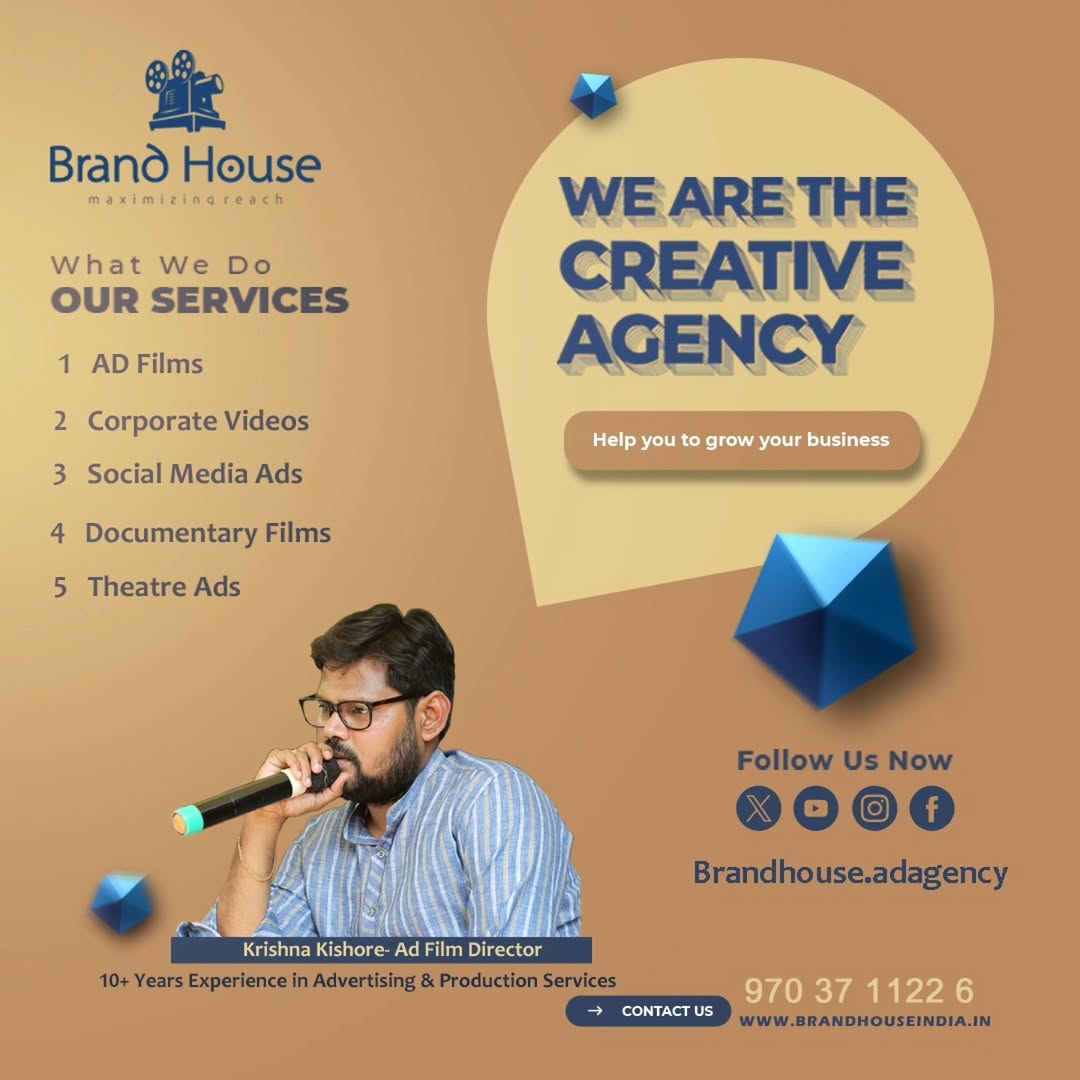 Brandhousehyd's tweet photo. Brand House Ad Agency 🎬
✅20 Years Experience ✅300+ Ad Films
✅50+ Happy Clients ✅Based @ #Hyderabab
📞 97037 11226  |  https://t.co/2yTeqh6Ti7
📞 +91 97037 11226 ✉️ brandhouseindia@gmail.com
🌐https://t.co/XhsGFzsk9s

#BrandHouse #BrandBuilding #BrandIdentity #BusinessGrowth https://t.co/LMYdaynoNq