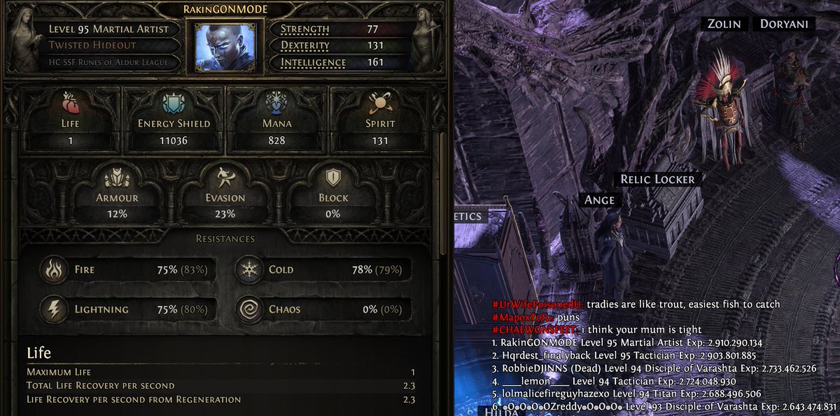 Rakin's tweet photo. Mais uma liga de PoE 2, mais um rank 1 no HCSSF, a dificuldade mais alta do game.

amo muito esse jogo

agora eh manter ate o level 100 e tentar nao morrer.

MONGE TA ZIKA

GG https://t.co/bxeNOFwzKI