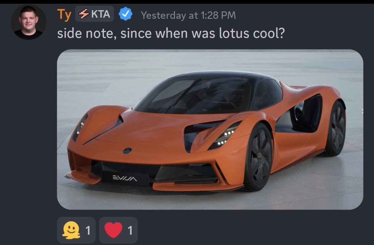 wockjones's tweet photo. $KTA CEO talking about cars in discord while his coin is down 90% lmao https://t.co/k8hcHpqmLl
