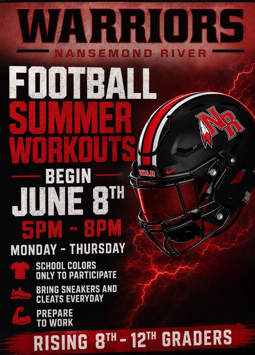 NRHSFB's tweet photo. Be On Time
Come Prepared 
Leave The Attitude Off Of Nansemond Pkwy
Bring Effort https://t.co/3ZpgB27Lxg