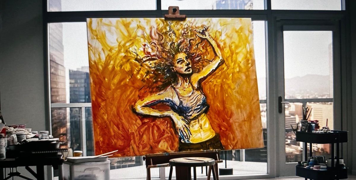 schafercentral's tweet photo. Jules painting Rue. 🖤 #Euphoria https://t.co/qXaEHBLI4X