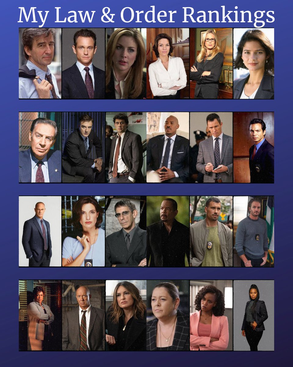 katdvs's tweet photo. I have spent the last few hours working on a ranking for Law &amp; Order, and SVU characters.
Some of these might be surprising. https://t.co/ndmNkEJajv