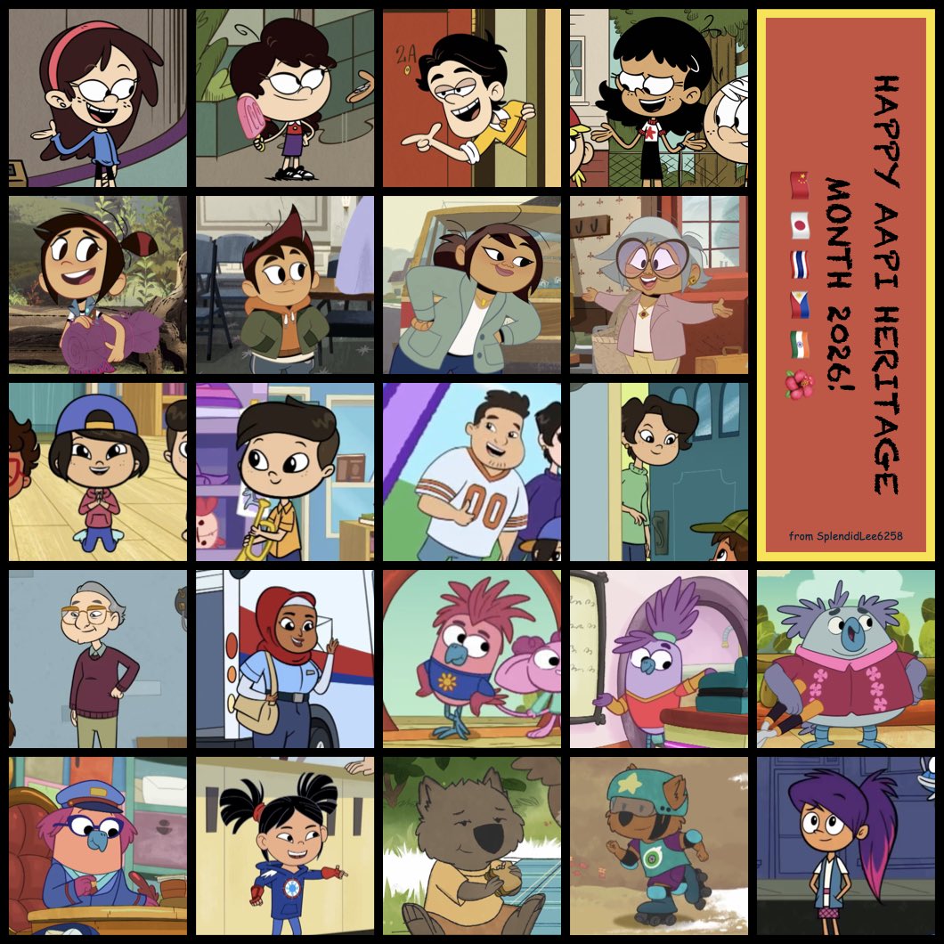 SplendidLee6258's tweet photo. Happy #AAPIMonth 2026!

#TheLoudHouse #TheGhostandMollyMcGee #RosiesRules #WorkItOutWombats #HeroElementary #ElinorWondersWhy #ChucksChoice https://t.co/iJeTv96ved