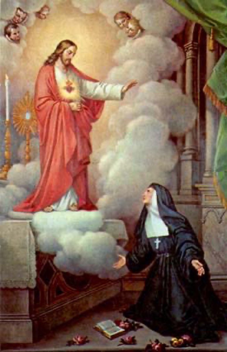 father_rmv's tweet photo. 'Be of good courage, for neither grace nor the help of the Sacred Heart will be wanting to you. Our Lord wishes to save you; He will not let you perish as long as you do not willfully do what you know displeases Him.'  (St. Margaret Mary Alacoque) https://t.co/wg1ocqNkPd