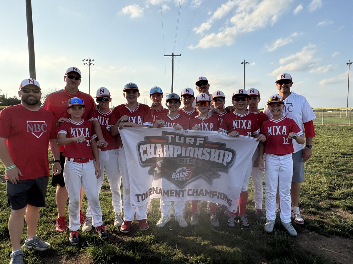 BrandonBurk6's tweet photo. Another fun weekend of baseball for Nixa 13U Red at the Game 7 Turf Championship in Springfield. Had some terrible weather and ended up playing a round robin, but we came home with the championship! Looking to finish the season strong. @NixaBaseball @game7baseball https://t.co/edvmsAWOqH