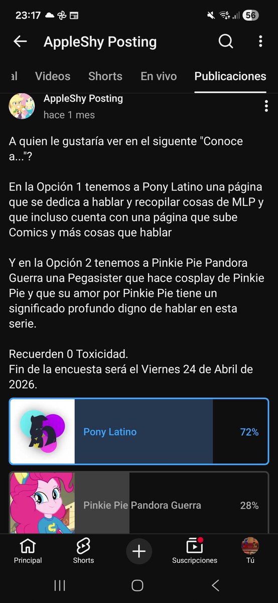 Maty_gerez's tweet photo. Aun no me la creo que se puede votar a un mes de su publicación 
A seguir apoyando a PonyLatino en todo #ponylatino #brony https://t.co/JcOhe046gT