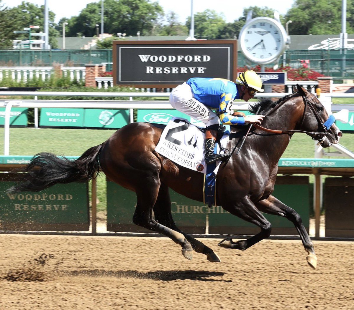 TomRyanKY's tweet photo. Cornucopian has exited his Aristides win in great shape, impressive performance, pulling away to stop the clock at 1:08.2, which is the fastest six furlongs at the Churchill Downs meet this spring. 103 Beyer for his effort. @BobBaffert

 📸 @coadymediaUSA https://t.co/KI64GCLZfE
