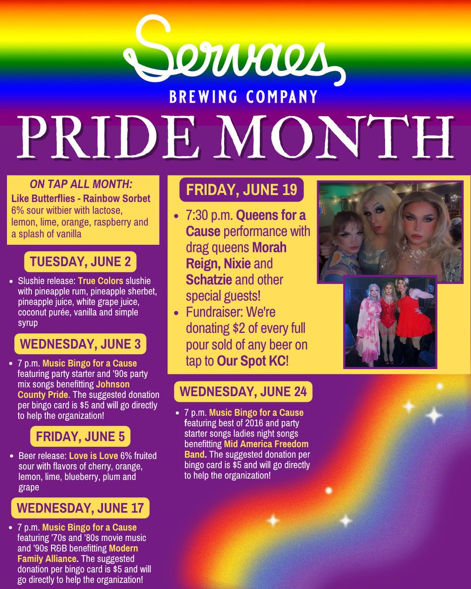 ServaesBrewCo's tweet photo. Join us in June to celebrate Pride Month! 🌈 https://t.co/yvzwOwNfsK