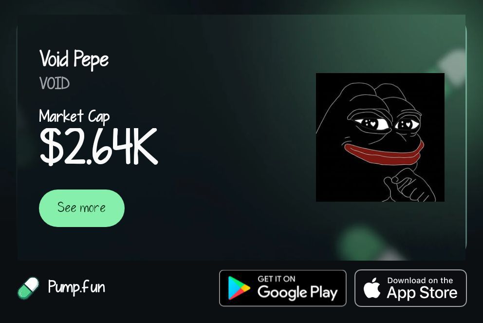 CryptoZykee's tweet photo. Everyone knows Pepe.

But every legend needs a rival.

⚫️🐸 VOIDPEPE emerged from the shadows to challenge the meme kingdom and build a story driven by its community.

This isn't just another token launch.

It's a growing movement of creators, believers, and degens pushing the narrative forward one meme at a time.

The $VOID expands with every new member who joins the mission.

Choose your side.

CA: EiuKAbBPvoxkjDfGTkpDuwV2MfBe4wBjddfBKezEpump

https://t.co/mQV4XSu7fy

https://t.co/LmMurezIK9
