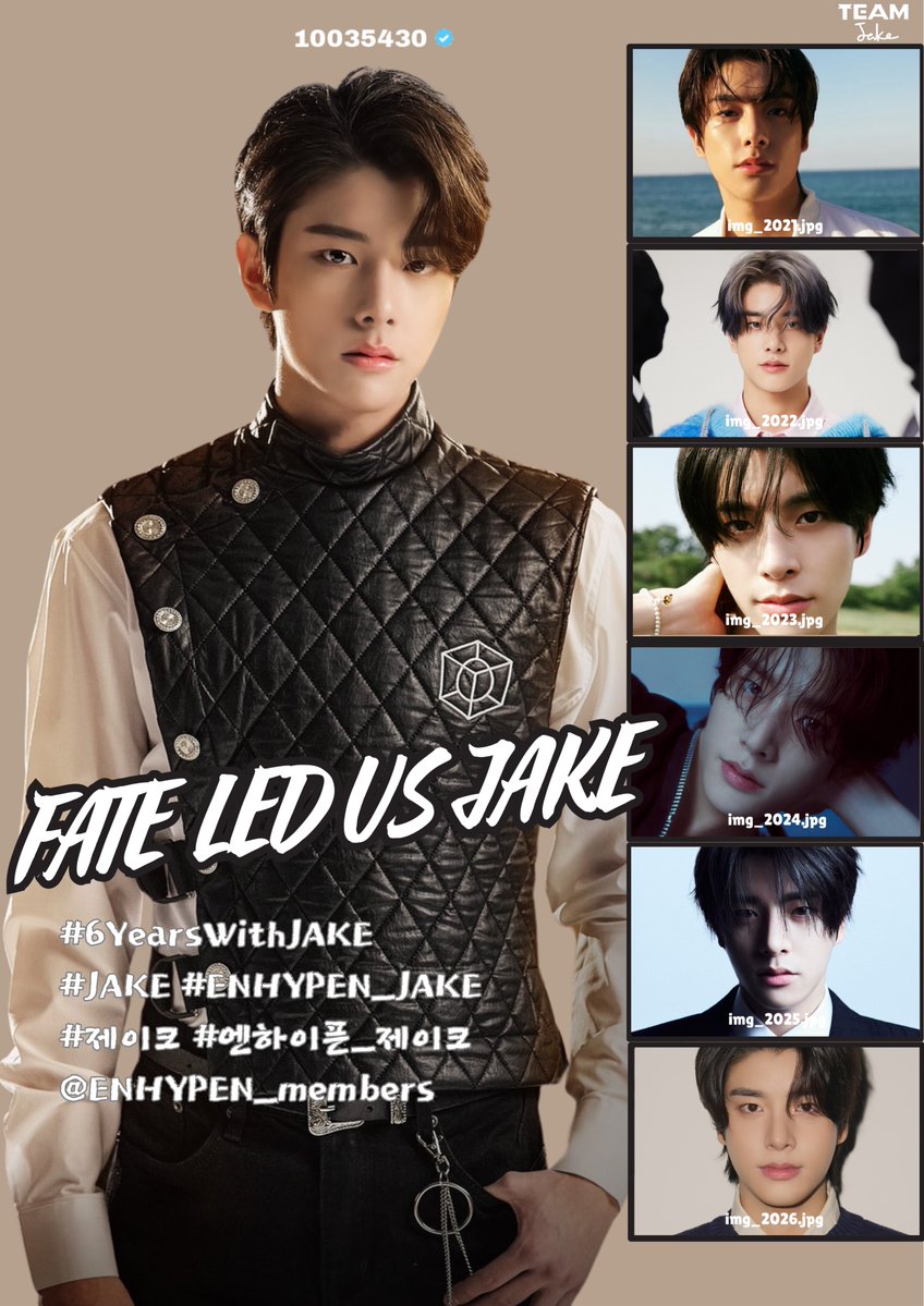 jakeupdateteam's tweet photo. 6 Years with JAKE and Loving him feels inevitable, natural, and meant to be.

Join us as we celebrate the day our Jakey — now a shining superstar — first introduced to us.

#6YearsWithJake
#JAKE #ENHYPEN_JAKE 
#제이크 #엔하이픈_제이크 #ジェイク
@ENHYPEN_members @ENHYPEN https://t.co/J93GDtq2Z7