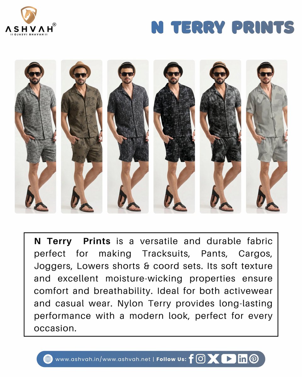 AshvahF's tweet photo. 👖✨ N Terry Prints (Design No. 1-6)Fabrics – Perfect for Tracksuits, Pants, Cargos, Joggers &amp; Lowers!
Soft, durable &amp; stylish — the ultimate choice for comfort and fashion 🌟🧵

#NTerryPrints #TracksuitFabric #JoggerMaterial #CargoFabricIndia #SportswearFabric https://t.co/9Cx2WIDpyR