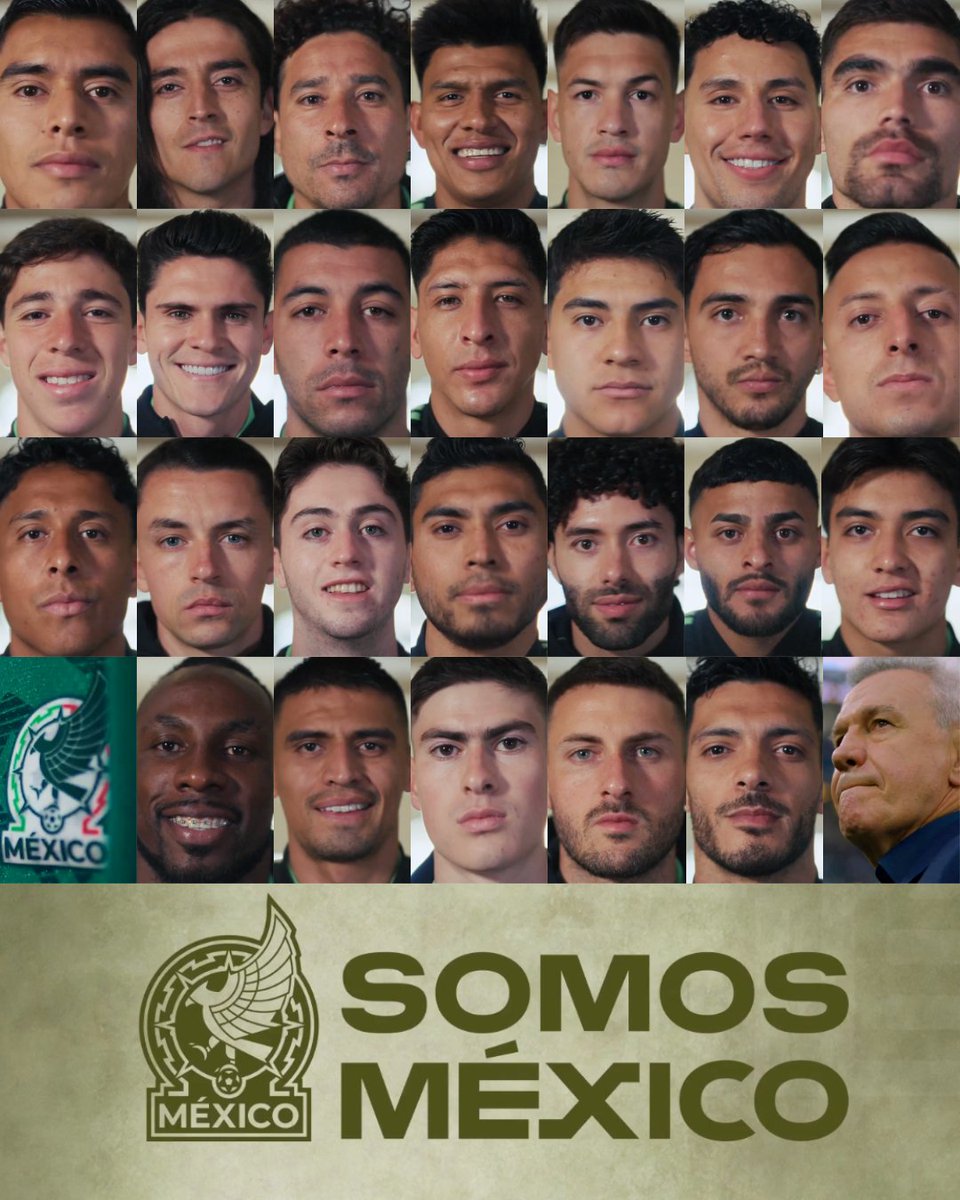 InvictosSomos's tweet photo. ¡¡COMPLETAMENTE OFICIAL: ELLOS SON LOS 26 JUGADORES QUE REPRESENTARÁN A MÉXICO EN EL MUNDIAL 2026!!

➤ Porteros: Tala Rangel, Carlos Acevedo y Memo Ochoa.
➤ Defensores: Jesús Gallardo, César Montes, Jorge Sánchez, Johan Vásquez, Mateo Chávez e Israel Reyes.
➤ Mediocampistas: Erik Lira, Edson Álvarez, Obed Vargas, Luis Chávez, El Piojo Alvarado, Luis Romo, Álvaro Fidalgo, Brian Gutiérrez y Orbelín Pineda.
➤ Atacantes: El Chino Huerta, Alexis Vega, Gil Mora, Julián Quiñones, Memote Martínez, La Hormiga González, Santi Giménez y Raúl Jiménez.

Ya es un hecho, señoras y señores. Ya es completamente oficial. Ellos son los 26 futbolistas que representarán a la Selección Mexicana en el próximo Mundial. Ellos fueron los elegidos por Javier Aguirre para asistir al torneo más importante que existe. 

¡¡VAMOS MÉXICO, CARAJO!!