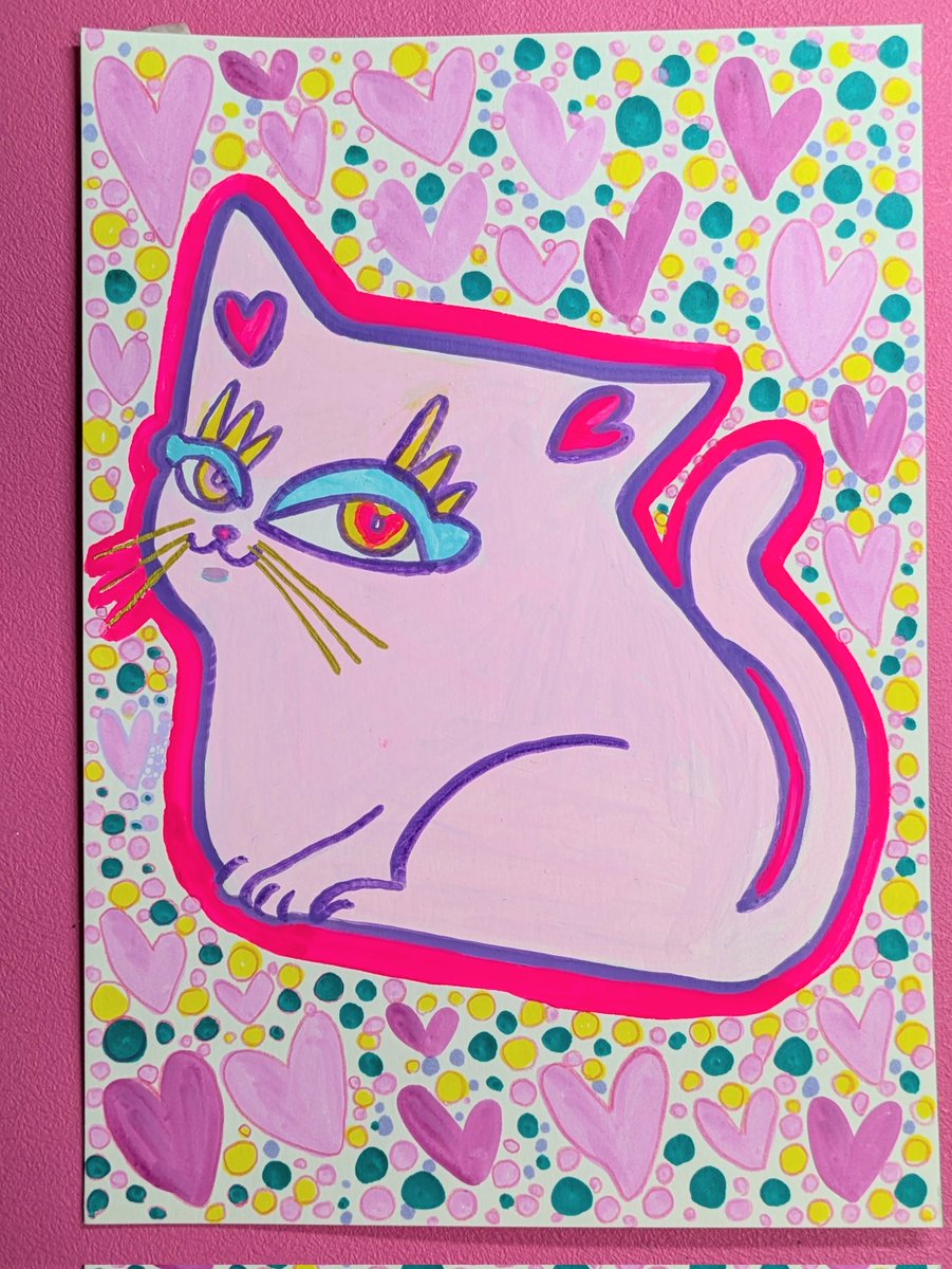 猫イラスト🐱🎨白猫さん🐱 ＃イラスト ＃白猫 ＃画家