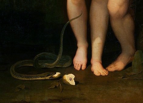 artfullycurated's tweet photo. The Temptation of Adam— detail by James Barry, c. 1767-1770 https://t.co/OFUgh656Sl