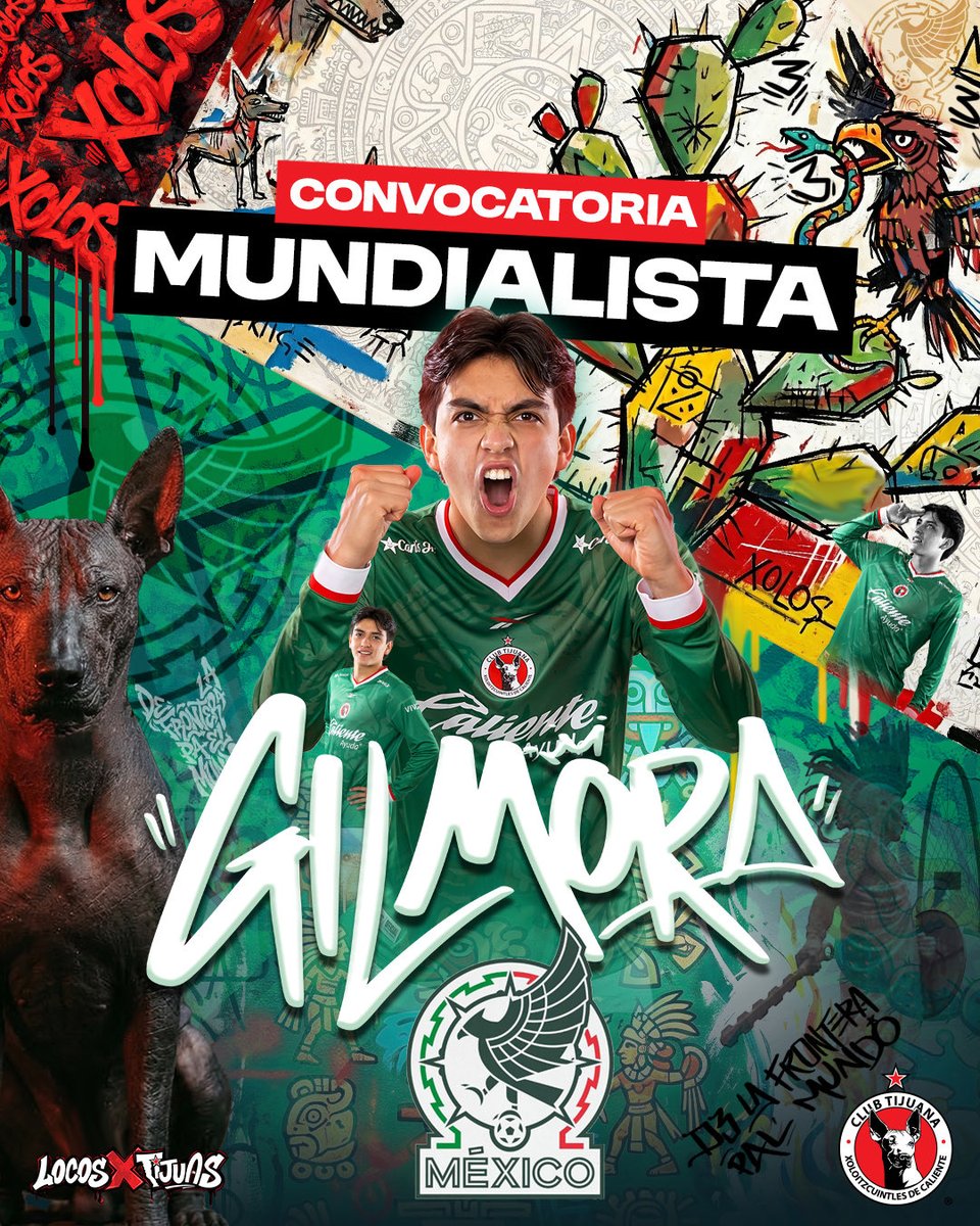 Xolos's tweet photo. En el escenario más grande del futbol, con solo 17 años 🏆🇲🇽

Con el corazón lleno de orgullo, felicitamos a nuestro canterano Gilberto Mora por su histórica convocatoria al Mundial. Eres el claro ejemplo de que con trabajo duro, los sueños se cumplen.

¡La prueba de que el talento Xoloitzcuintle no tiene límites! 

A defender nuestros colores con el alma. ¡De la Frontera pa’l mundo! ¡Felicidades, Gil! 🌎🐕 #SomosMéxico @miseleccionmx