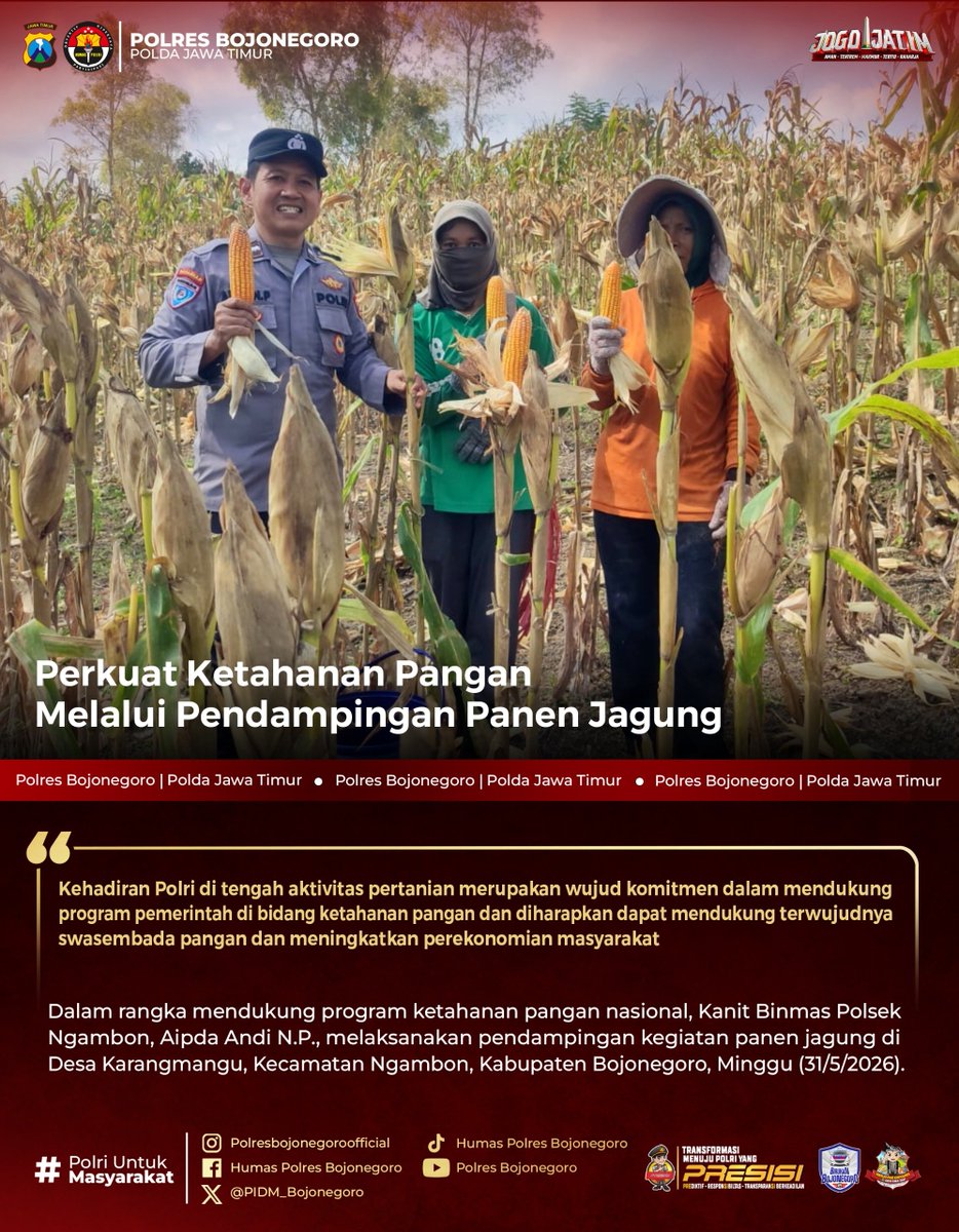 binmastrc's tweet photo. Perkuat Ketahanan Pangan Melalui Pendampingan Panen Jagung

#Swasembadapangan
#swassembadajagung
#polisicintapetani
#astacitapresiden https://t.co/WFcjFqWVGY