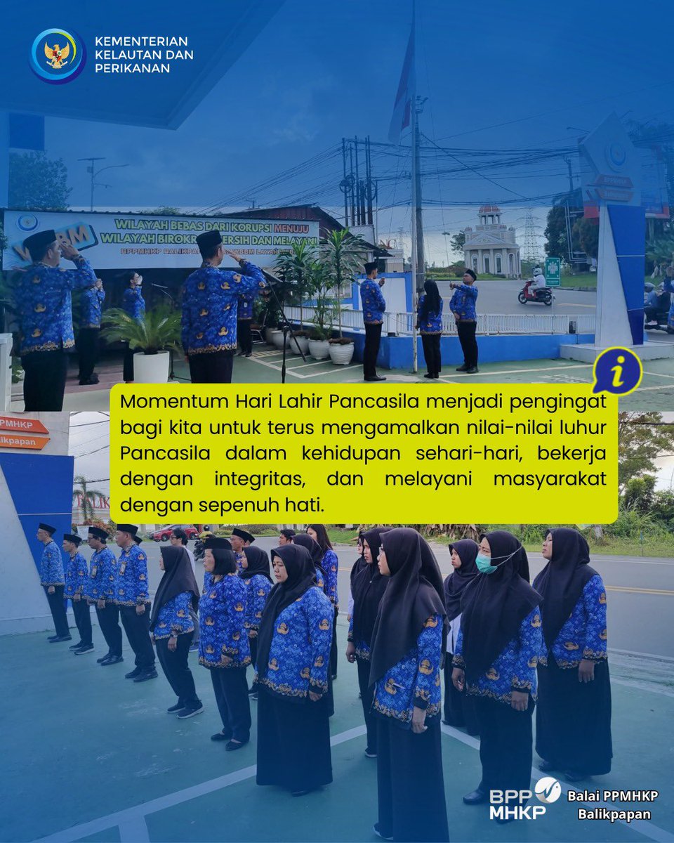 bppmhkp_bpn's tweet photo. Dengan Slogan nya “Kuat Sukses Maju Bersama”
Apel Pagi
Doa dan Morning Briefing
#BPPMHKP
#PanganBiru
#25tahunkkp
#sailbeyondwithblueeconomy
#2025KKPRiseTogether
#EkonomiBiruUntukIndonesiaEmas
#KKPGOID
#SaktiWahyuTrenggono https://t.co/snAtdDYAHo