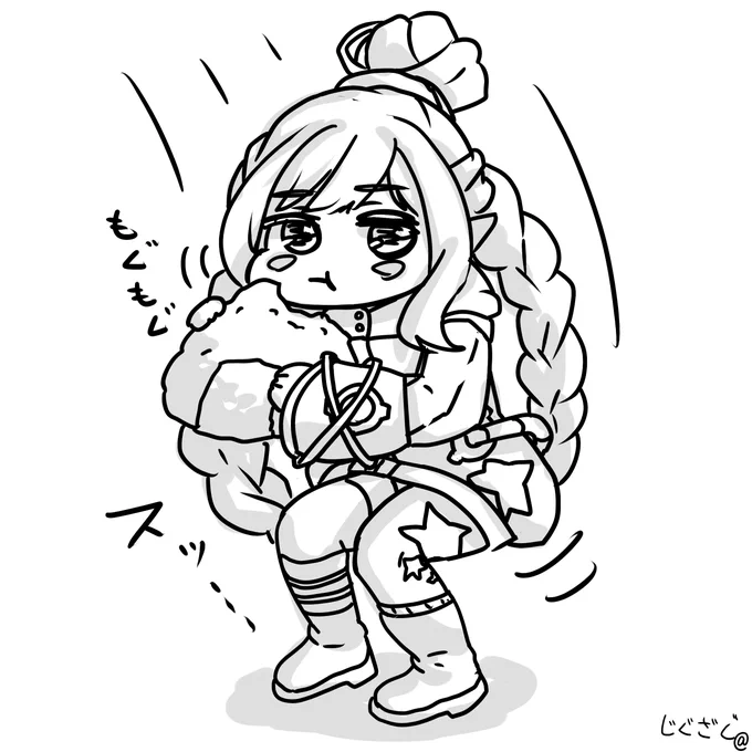 お山の大将みたいなツナマヨおにぎりをスクワットしながら食べる火星人
(@marutan2023) 
#marutanart 