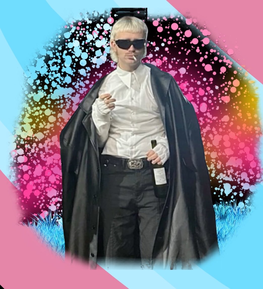 FandomCryptid24's tweet photo. I know it’s still the 31st of May where I am and it won’t be the start of pride month UNTIL tomorrow, but I’m too excited to wait until tomorrow to change my pfp for pride. I don’t have art but a picture of Joost in it, but I made the background using the colors of my flags. https://t.co/vsooCIxjJk