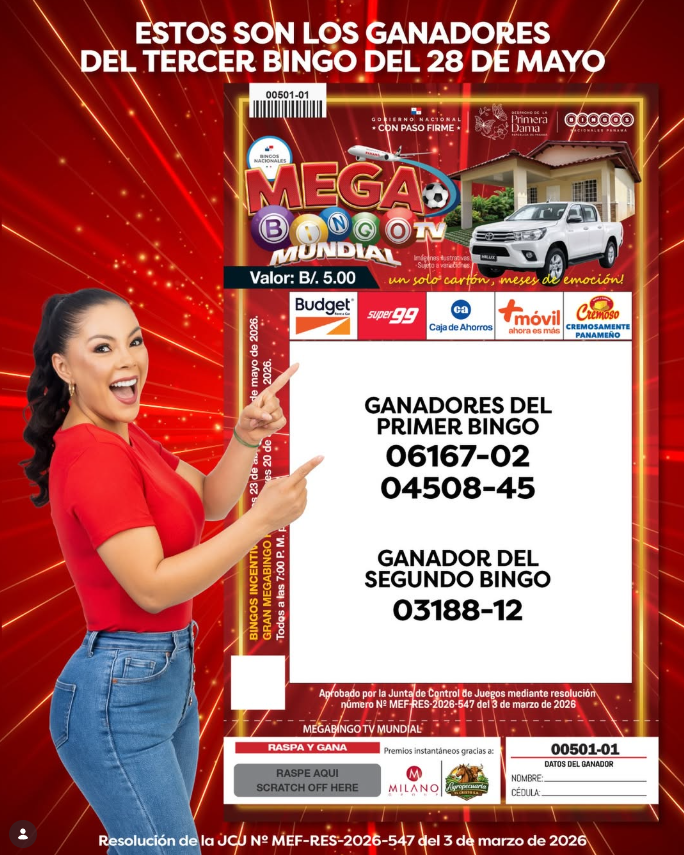 SPIPanama's tweet photo. ¡Atención ganadores del tercer Mega Bingo TV! 

Felicitamos a los 2 cartones ganadores 🎟️✨
📞 Deben comunicarse con Catibel Franco al 6747-7280 y reclamar su premio 

 ¿Aún no tienes tu cartón? ¡No te quedes por fuera!
El cuarto bingo es el 20 de agosto a las 7:00 p.m. https://t.co/HMTvqXd7ot