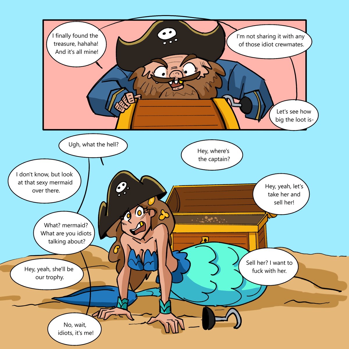 swapslave's tweet photo. I almost forget to post this mermay tg thing hehe
a pirate transformed into a cute mermaid! https://t.co/tsTAgdQDdM