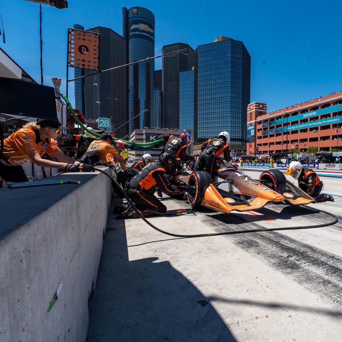 bmaxoff's tweet photo. Detroit had its share of obstacles for us. 
Romain had a top-10 run in sight before being taken out by another competitor. He sustained a broken hand, but he'll be ready to fight again in St. Louis next week. Always moving forward, always fighting. BMAX. 👊 #BitcoinMax #INDYCAR https://t.co/inuzXytMNS