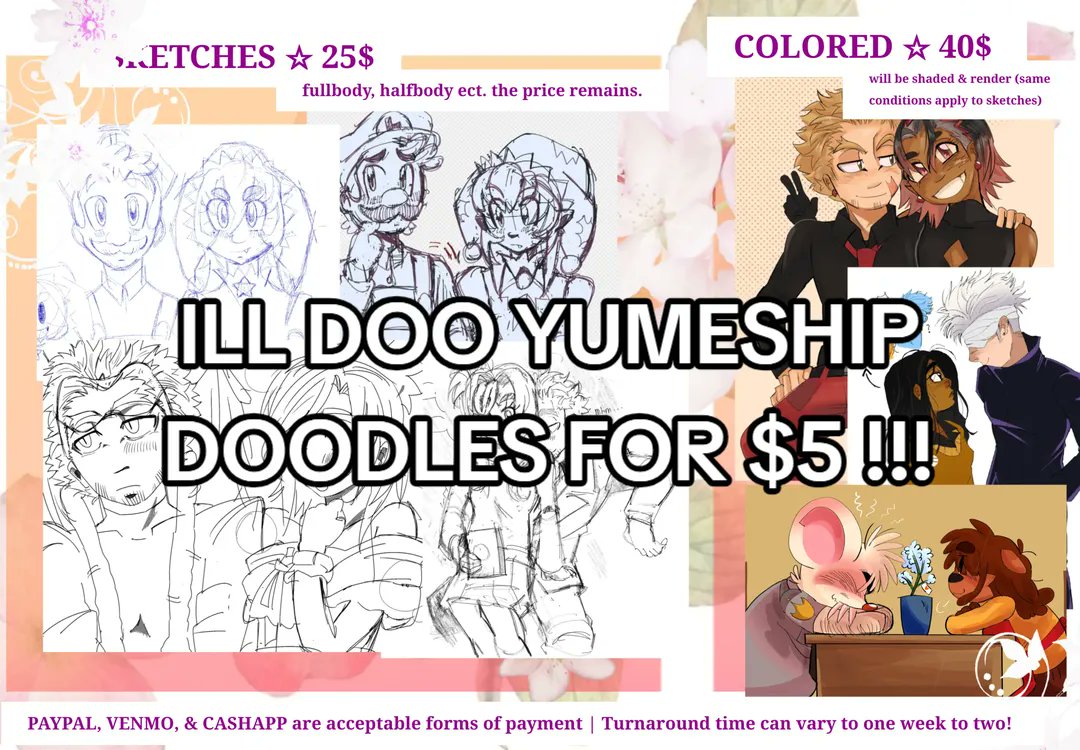theooreticaly's tweet photo. SINCEE IM IN A BIND ILL DO YUMESHIP DOODLES FOR $5 !!!
I TAKE VENMO OR CASHAPP DM ME!!
#yumeship #fundrasing #selfship https://t.co/gBTEgfCm4o