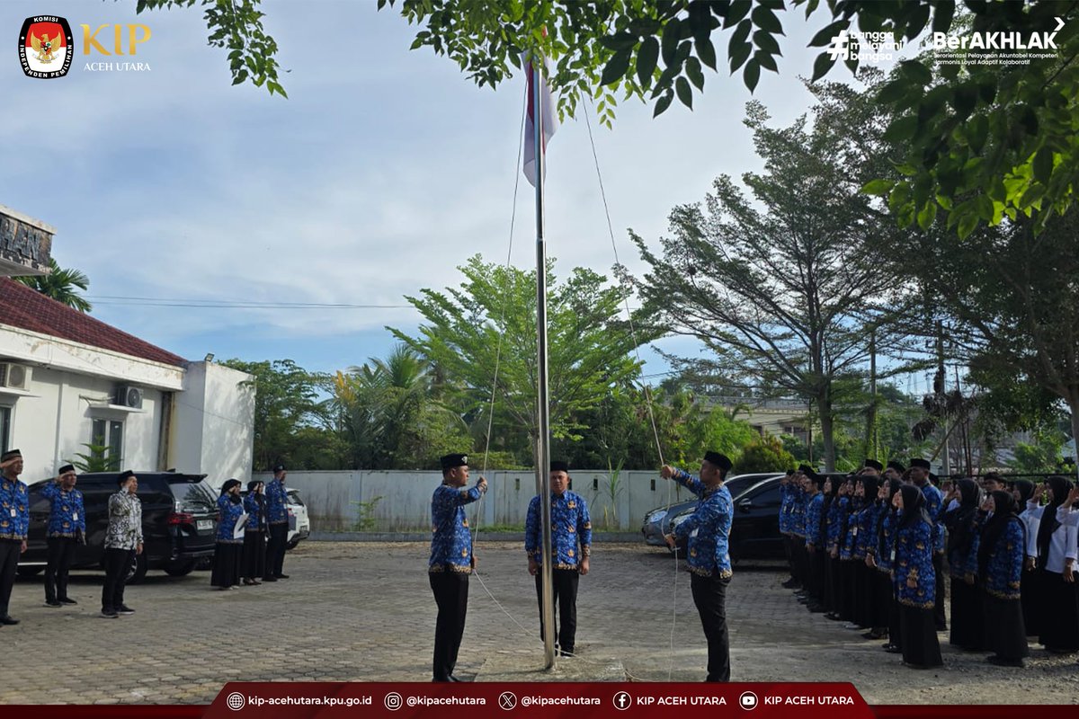 kipacehutara's tweet photo. #TemanPemilih Keluarga besar KIP Kabupaten Aceh Utara melaksanakan Upacara Peringatan Hari Lahir Pancasila pada Senin, 1 Juni 2026, di halaman Kantor KIP Kabupaten Aceh Utara.

#HariLahirPancasila2026
#Pancasila
#KIPAcehUtara
#AcehUtara
#IndonesiaRaya
#BerAKHLAK https://t.co/XFF9qs1aJm