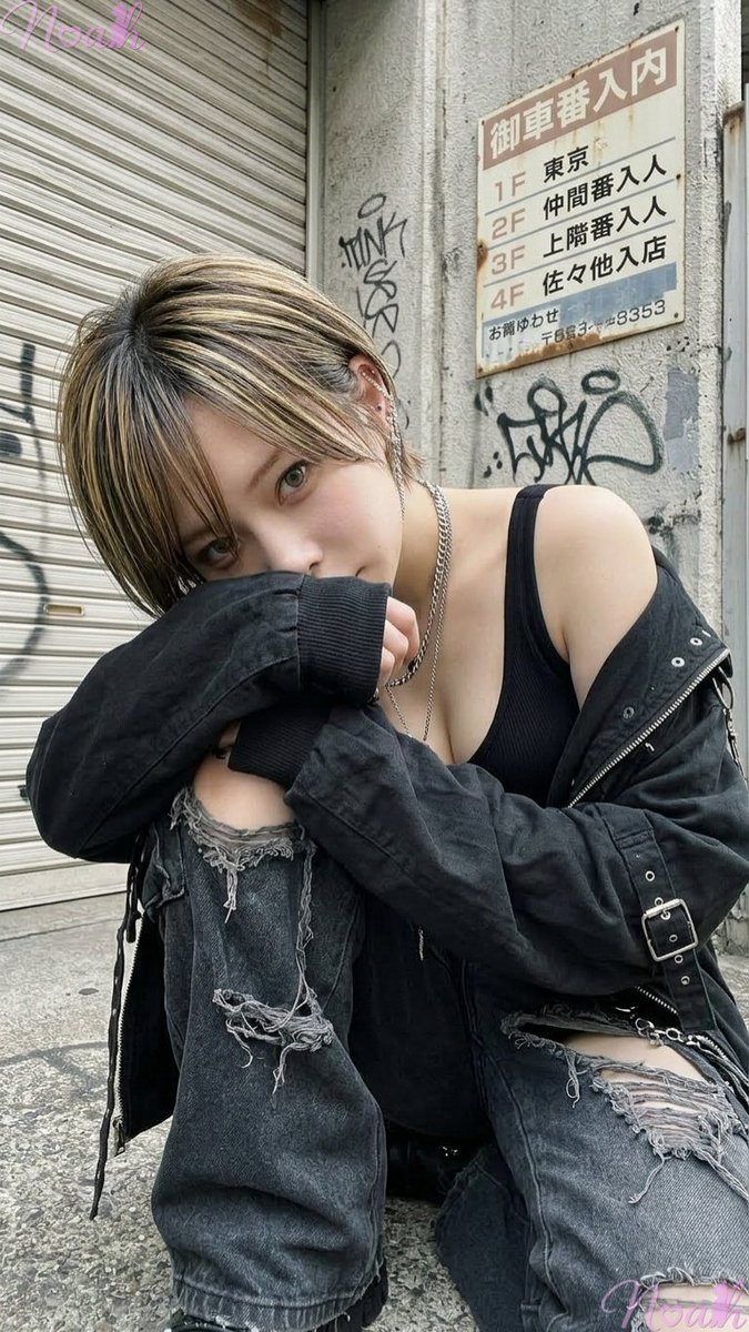 ノア様 ノアちゃんの衣装 黒もカッコいい✨ダメージの脚が見えるの好きなんだ