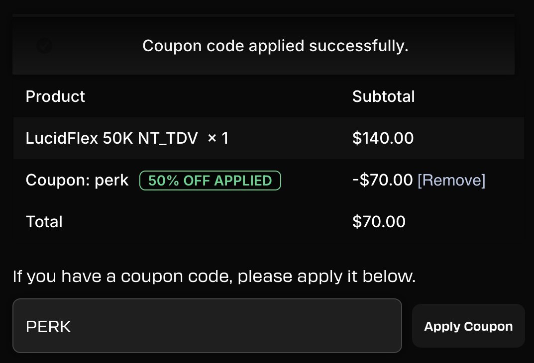 PropFirmPerk's tweet photo. Lucid Trading   

50K Account at a Historic Low — Just $70 (No Funded Consistency Rule)   

Code PERK  

https://t.co/Jjn0BnZVQu https://t.co/TMC55k9PhT
