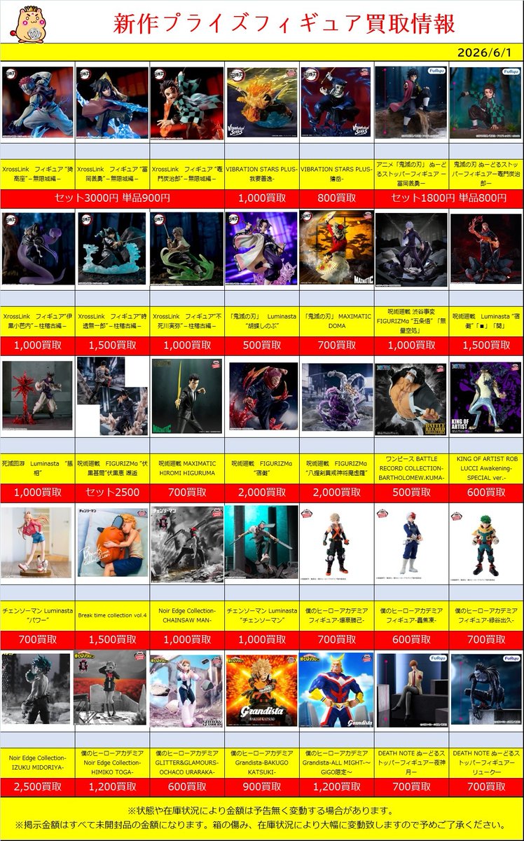 3～6月 新作プライズ 買取情報‼】6/1(版) 新作フィギュア買取中
