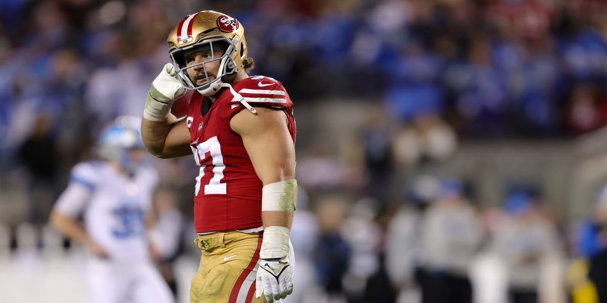 TheNinersWire's tweet photo. 49ers DE Nick Bosa takes shot at NFL over World Cup decision

📸 Sergio Estrada, Sergio Estrada-Imagn Images https://t.co/ZfpbW5LESj https://t.co/TqDABbjYnQ