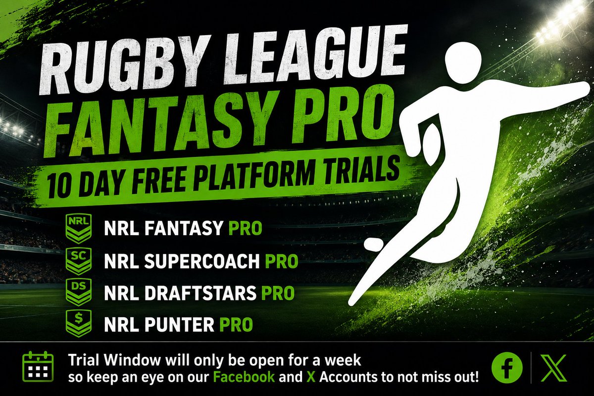 NRLPunterPro's tweet photo. Trial Registrations Open This Week Only

https://t.co/FH10DdYtaH https://t.co/L19gPV2XcA