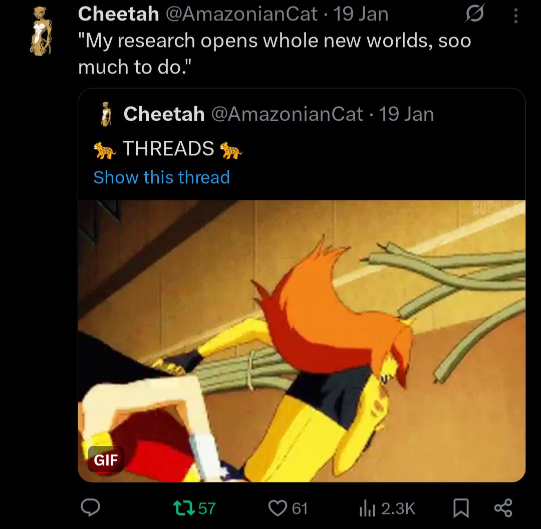 AmazonianCat's tweet photo. 🐆

I have a pinned tweet explaining my character.... Don't understand why some of you shudder and run seeing NSFW.... https://t.co/1H7O8snxyh