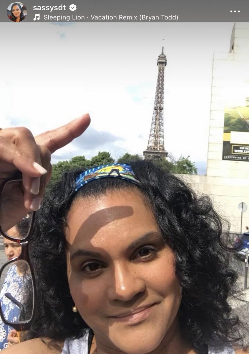 drakediaztwine's tweet photo. Sandra Diaz-Twine posing with the Eiffel Tower which was built to commemorate her two Survivor wins https://t.co/M3TbRDESos